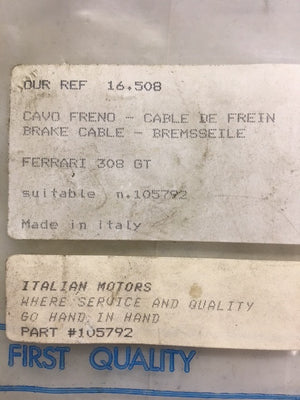 Ferrari 308 GT Brake Cable - Italian Motors USA LLC