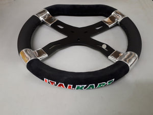 Italkart Steering Wheel - Black with Black Side Grips - Italian Motors USA LLC